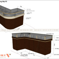 Mẫu tủ trang sức đặt giữa nhà có kích thước 1170 mm x 660 mm x 2500 mm
